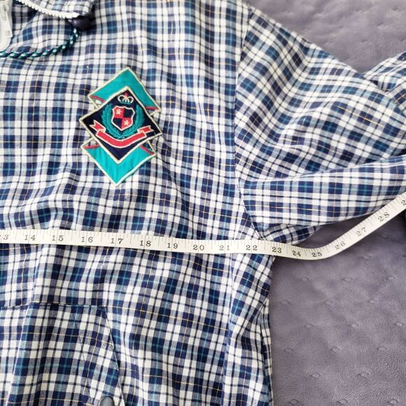 90s Gym Blue Plaid Zip Jacket With Embroidered Logo size large - Picture 14 of 15